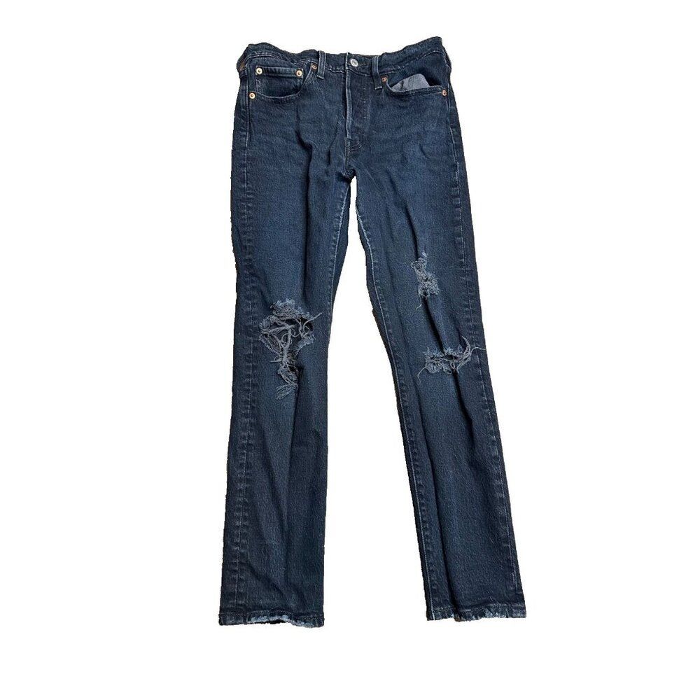 Levi's Women's Black Distressed Button Fly 501 Jeans 27x28